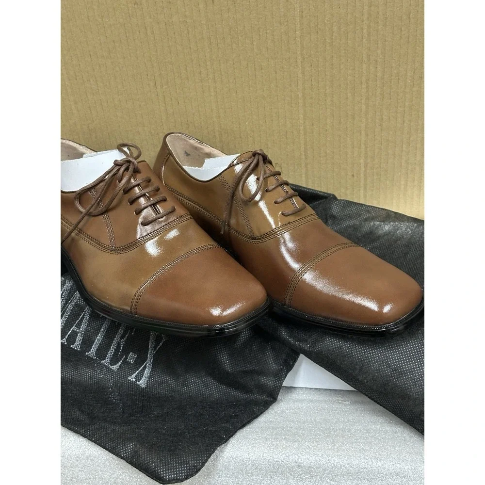 Climate-X Men's Cap Toe Brown Leather Dress Shoe New‎ In Box Size 7.5 MSRP 399